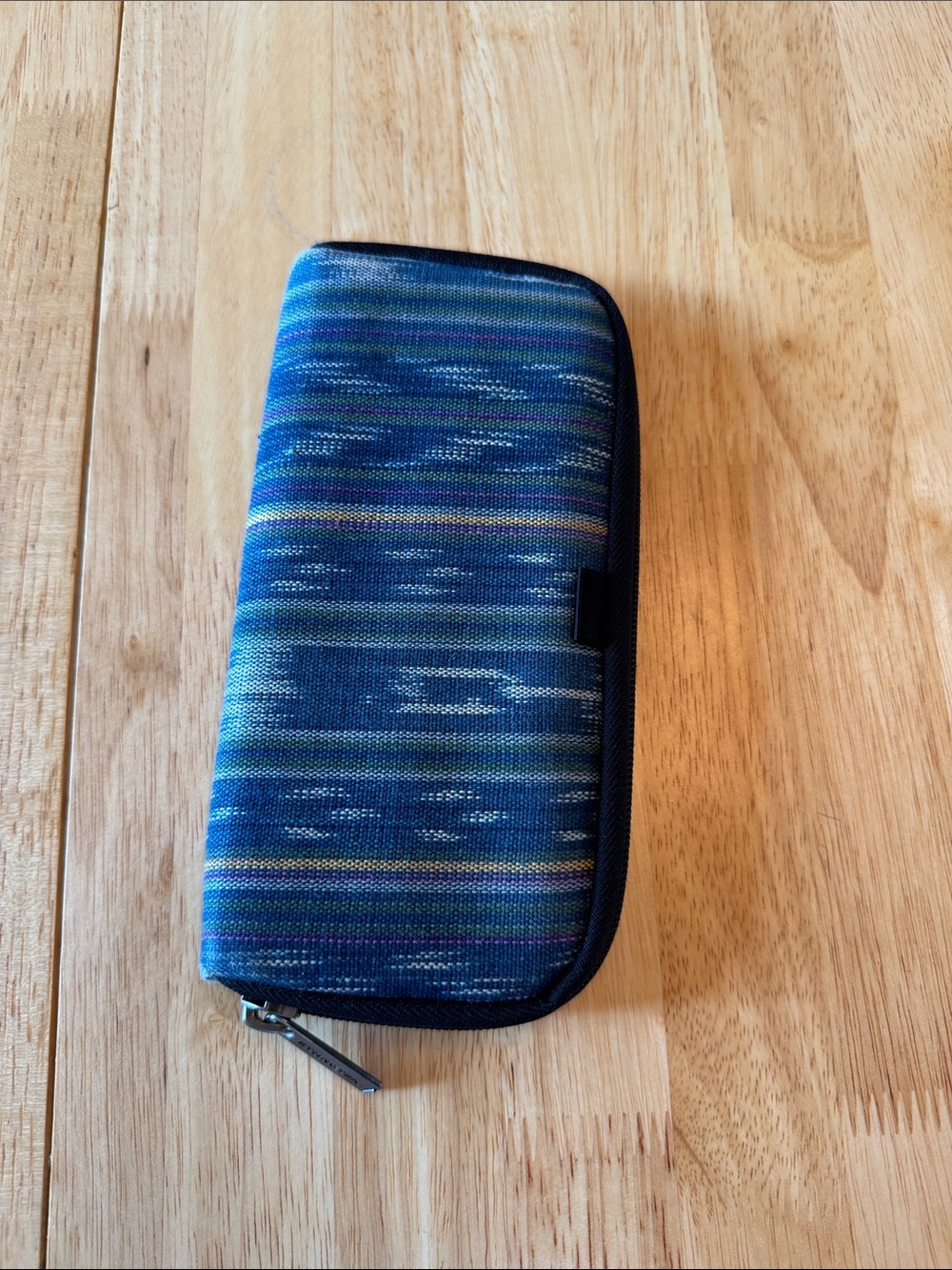 Blue Patterned Zip Wallet